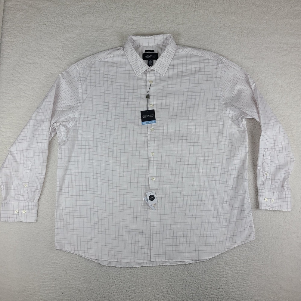 Kenneth Cole Dress Shirt Mens 2X White Slim Fit Awearness Chill Flex NWT NEW